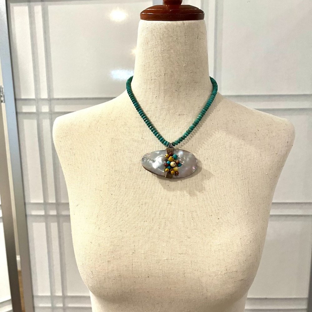 Turquoise Strand and Shell Necklace